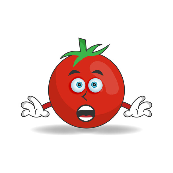 Personaje mascota de tomate con expresión impactada. - Vector, Imagen