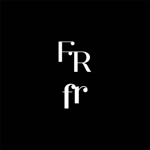 F R γράμμα λογότυπο δημιουργικό σχεδιασμό σε μαύρο χρώμα φόντο. fr μονόγραμμα - Διάνυσμα, εικόνα