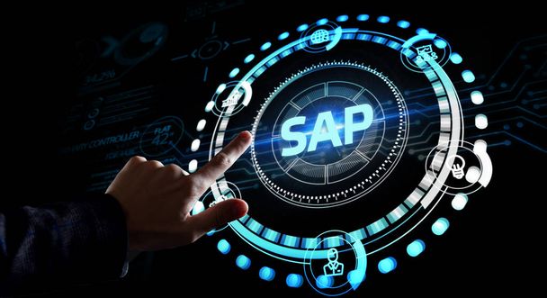 SAP System Software Automation concept op virtueel scherm datacenter. Zakelijk, moderne technologie, internet en netwerkconcept.  - Foto, afbeelding