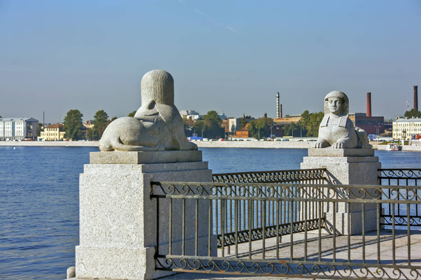 Sphinxes on the two-tiered parade terrace-pier on the Sverdlovskaya embankment. The Kushelev-Bezborodko estate. St. Petersburg. Russia.Date of filming September 13, 2013 - Photo, Image