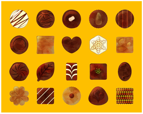 Set di illustrazioni analogiche al cioccolato / vecto - Vettoriali, immagini