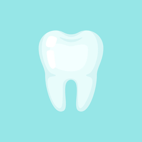 Gesunder Zahn, niedliche einzelne bunte Vektorsymbol-Illustration - Vektor, Bild