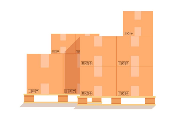 Cardboard boxes on a wood pallet. - Vector, Image