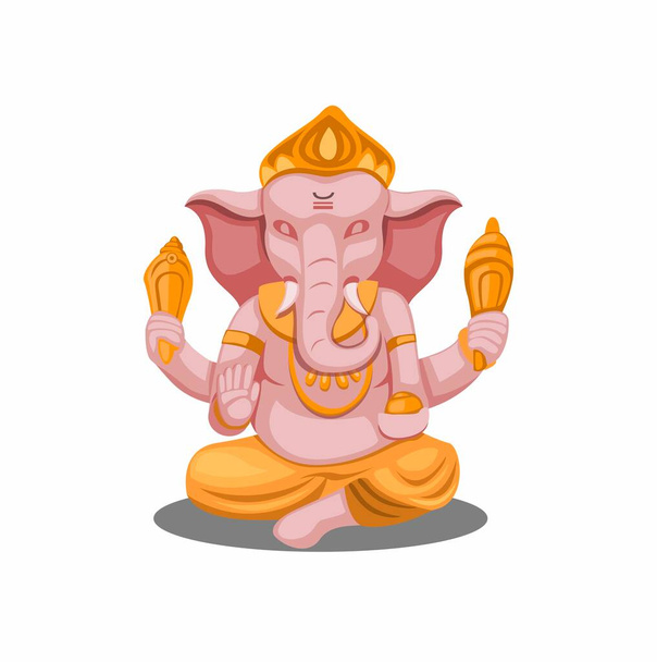 Ilustración del Señor Ganesha o Ganpati figura hindú religión vector aislado en fondo blanco - Vector, Imagen