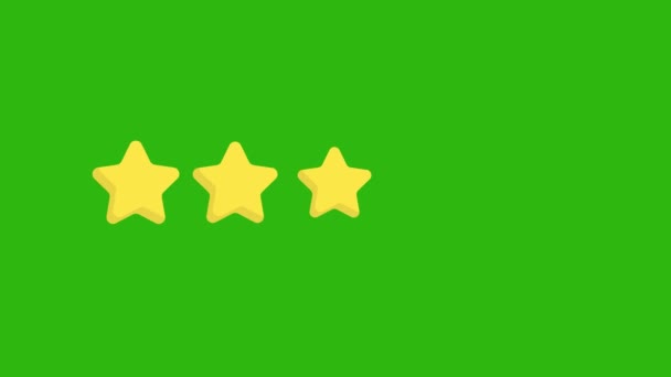 Beoordeling Five Stars animatie kan gebruikt worden als video voor uw project en uitleg video.geïsoleerd op groene achtergrond.Beoordeling Five Stars met circle burst effect. - Video