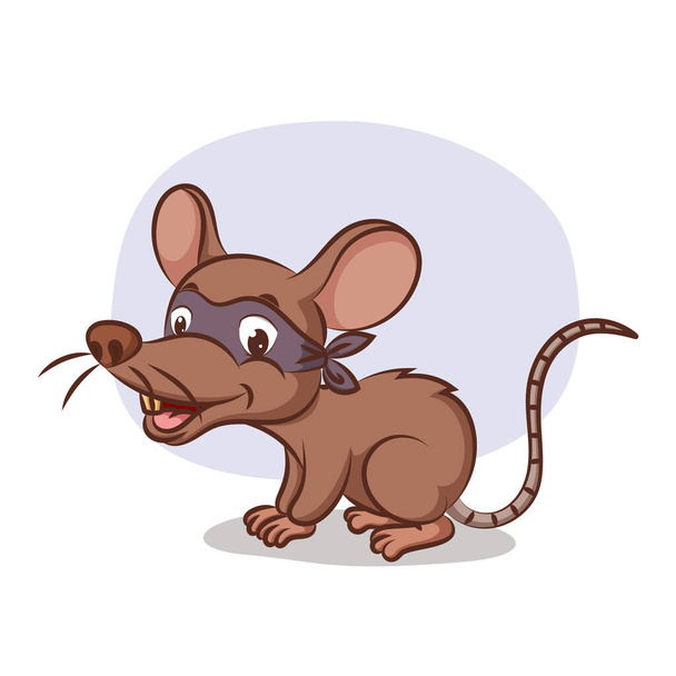 La petite souris voleuse utilise le masque noir pour couvrir son visage d'illustration - Vecteur, image