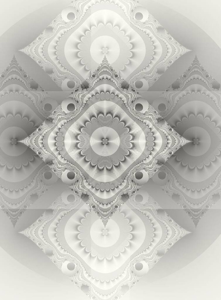 un patrón abstracto único en tonos grises, un juego de colores blanco y negro, un dibujo con elementos gráficos fractales, - Foto, Imagen