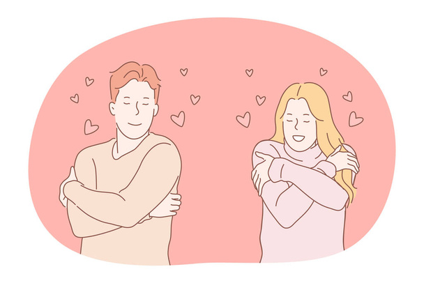 Love, dating, couple togetherness concept - Vector, afbeelding