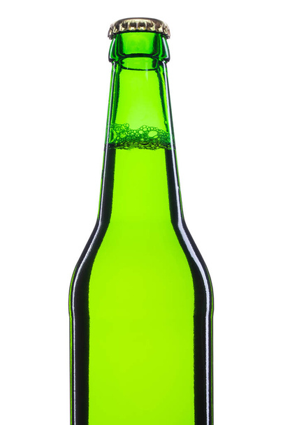  500ml green bottle with cold beer isolated on white background - Photo, Image