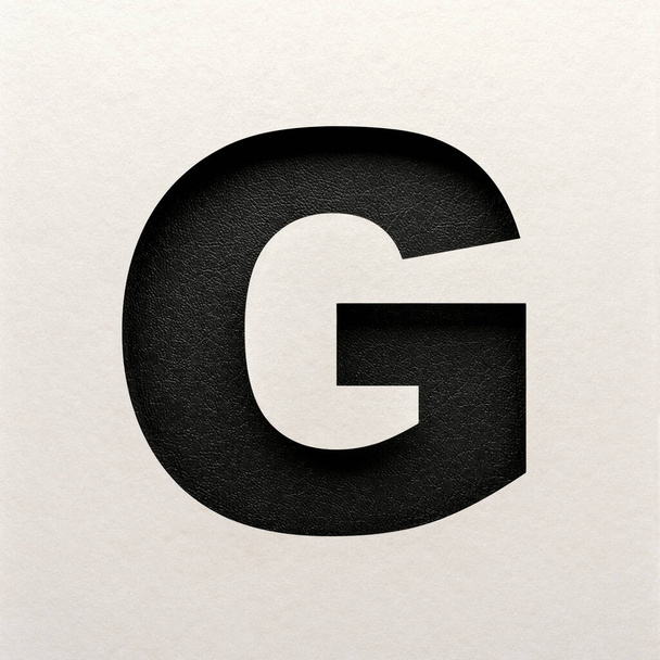 Black leather Font design, Abstract alphabet font, realistic typography - G - Fotó, kép