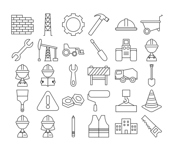 herramientas y colección de construcción, estilo de línea - Vector, imagen