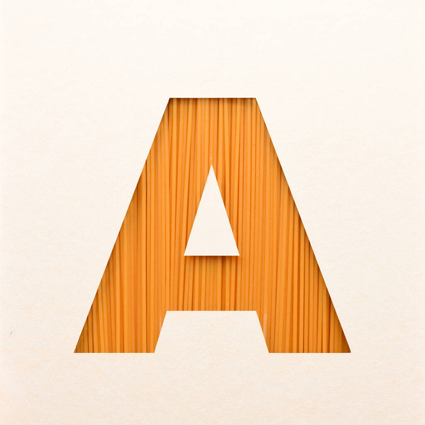 Lettertype ontwerp, abstracte alfabet lettertype met houttextuur, realistische houttypografie - A - Foto, afbeelding