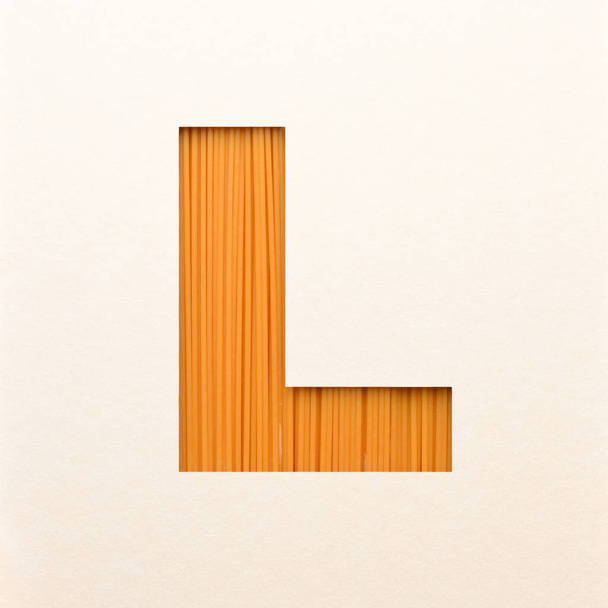Lettertype ontwerp, abstracte alfabet lettertype met houttextuur, realistische houttypografie - L - Foto, afbeelding