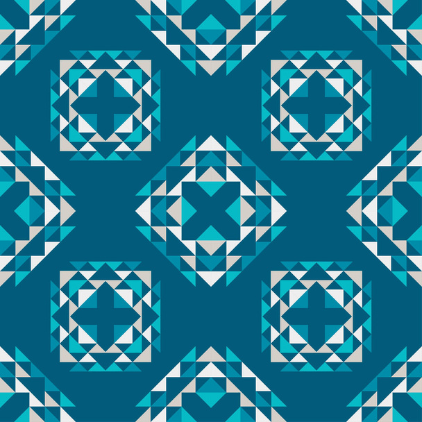 Shapes made of triangles. Aztec elements. Boho texture. Seamless pattern. Design with manual hatching. Textile. Vector illustration for web design or print. - Vector, afbeelding