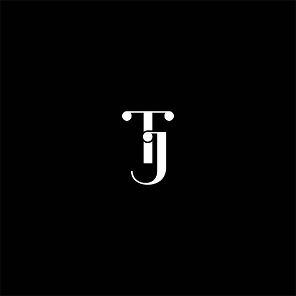 J T letter logo abstract design on black color background. jt monogram - Vector, Image