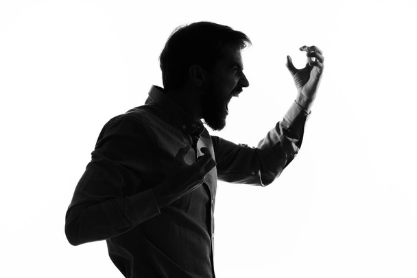 érzelmi férfi sziluett árnyék profil vágott nézet - Fotó, kép