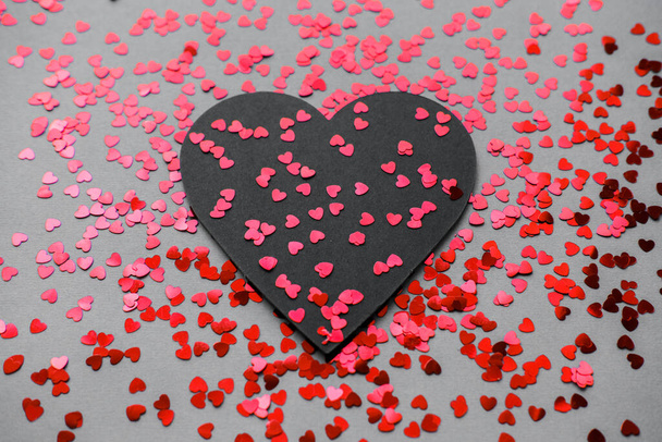 Black heart on a Valentine 's Day. - Фото, изображение