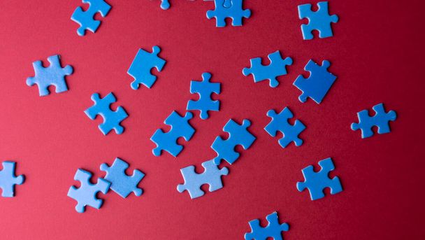 niebieskie puzzle, tekstury i tło - Zdjęcie, obraz