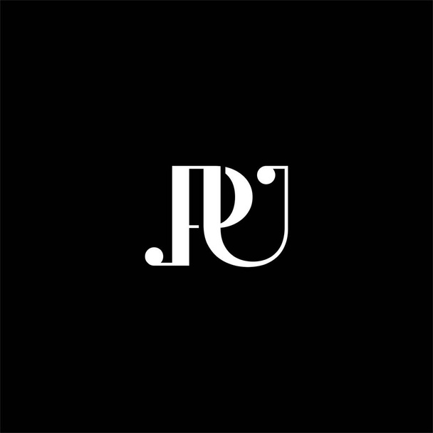 P U letter logo creative design on black color background. pu monogram - Vector, Image