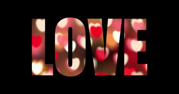 Valentijnsdag. Love thema voor bruiloft, verjaardag en Valentijnsdag festival op roze liefde naadloze looping achtergrond met begroetingstekst. - Video