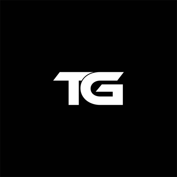 T G letra logo diseño abstracto sobre fondo de color negro. tg monograma - Vector, Imagen