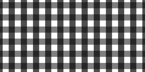 Horizontaal zwart-wit Gingham patroon Textuur van ruit, kleding, shirts, jurken, papier, beddengoed, dekens, quilts en andere textielproducten. Vectorillustratie - Foto, afbeelding