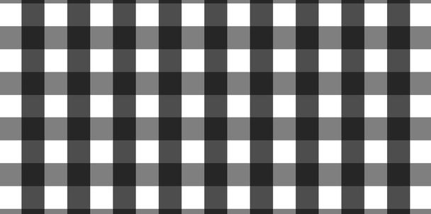 Horizontaal zwart-wit Gingham patroon Textuur van ruit, kleding, shirts, jurken, papier, beddengoed, dekens, quilts en andere textielproducten. Vectorillustratie - Foto, afbeelding