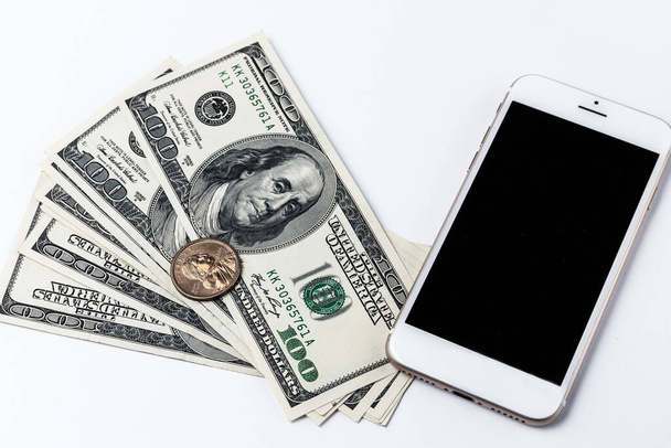 Smartphone and dollars. Mobile payment concept. - Fotografie, Obrázek