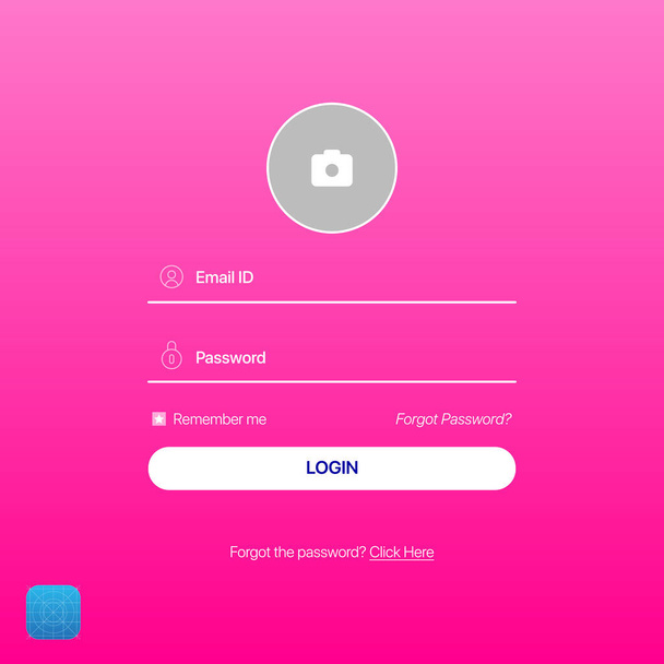 Sign In Screen Rose Gradient UI Concept. Authorization Login Form Interface in Mobile or Web Application - Vetor, Imagem