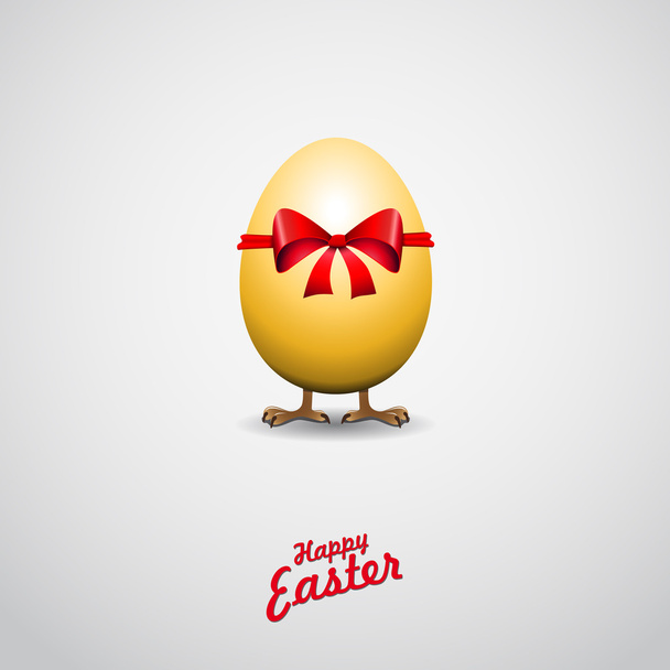 Funny easter egg with red bow - Vector, Imagen