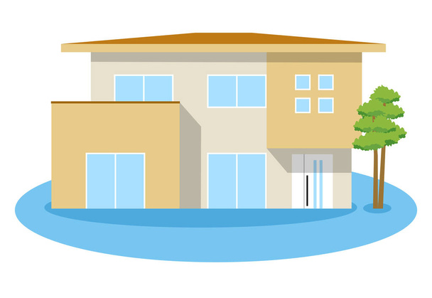 A house that is flooded/This is an illustration of a flooded house. - Vector, Image