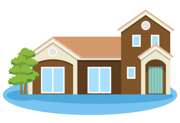 A house that is flooded/This is an illustration of a flooded house. - Vector, afbeelding