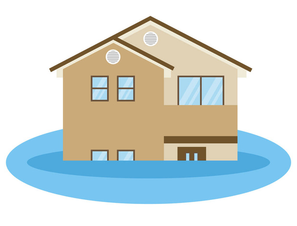 A house that is flooded/This is an illustration of a flooded house. - Vector, Image