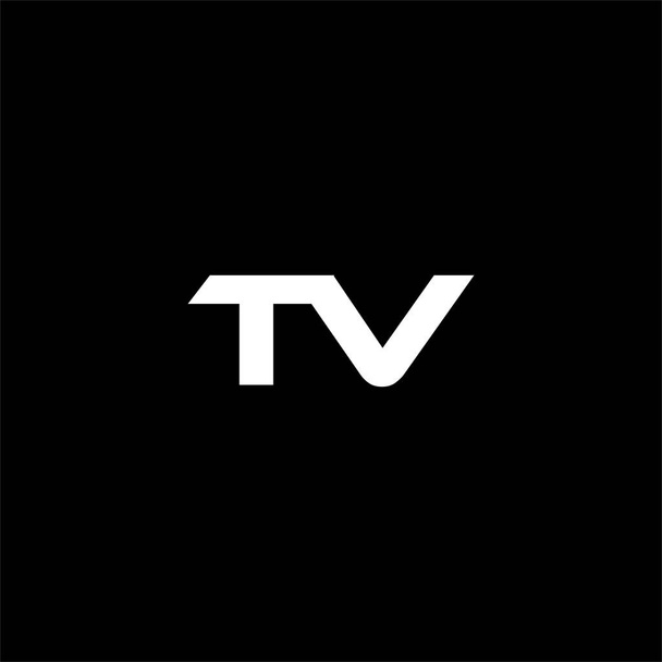T V letra logo diseño abstracto sobre fondo de color negro. monograma tv - Vector, imagen