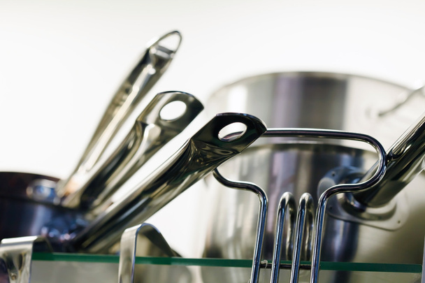 Stainless steel pots and pans - Photo, image