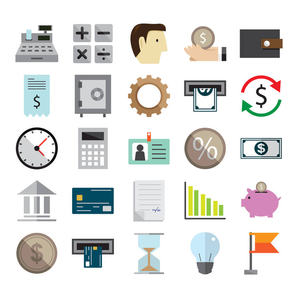 Negócios de ícones e finanças em esquema de cores - Vetor, Imagem