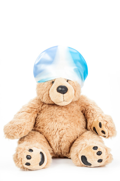 Urso de pelúcia bonito com touca de natação
 - Foto, Imagem