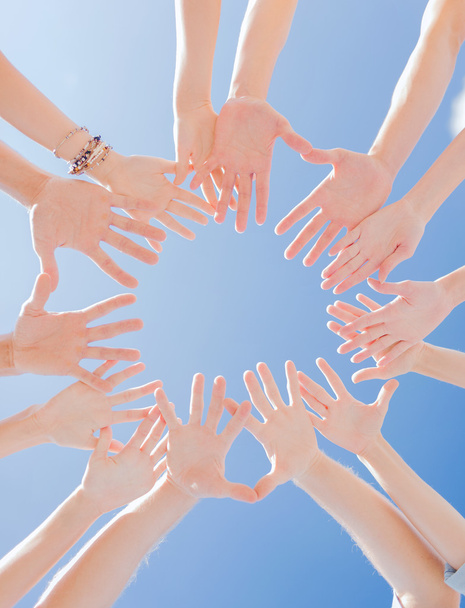 Close up of circle of hands - Photo, Image