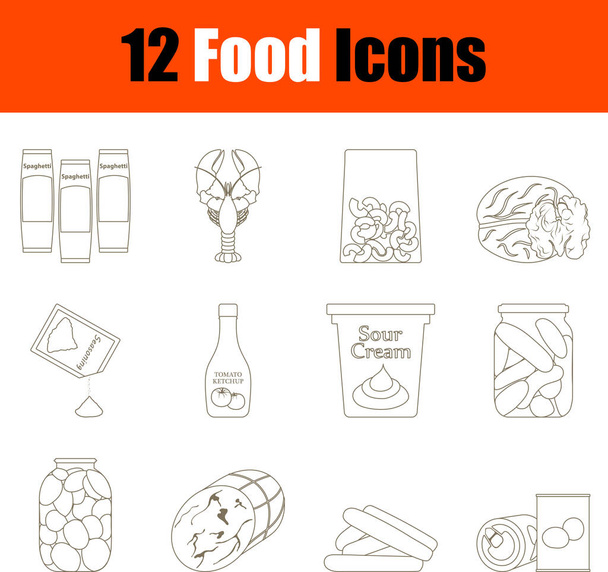 Food Icon Set. Thin Editable Stroke Line Without Filling Design. Vector Illustration. - Vector, Image
