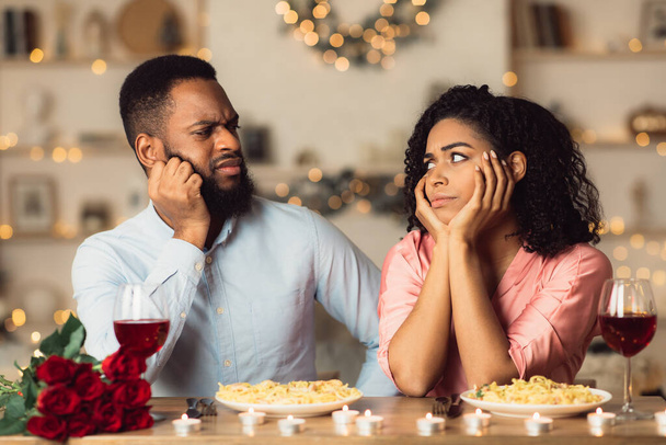 Unhappy Sad Black Couple Having Bad Date - Photo, Image