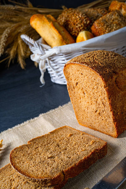 delicious rye bread on the table - Фото, изображение