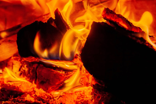 textura de madeira em chamas no forno - Foto, Imagem