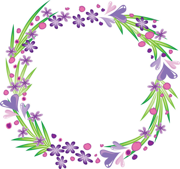 floral frame with flowers and place for text - Vector, afbeelding