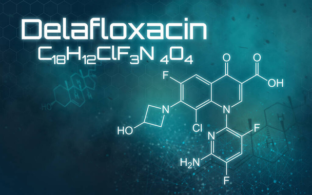 A delafloxacin kémiai képlete futurisztikus alapon - Fotó, kép