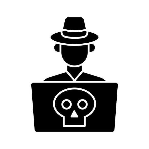 Злочинність, кібер-злочинність, іконка хакера Векторне зображення. Також може використовуватися для інтернет-безпеки. Підходить для використання у веб-додатках, мобільних додатках та друкованих засобах масової інформації
. - Вектор, зображення