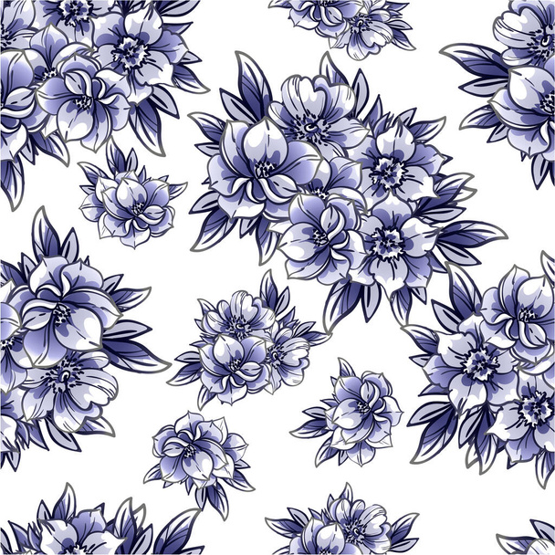 Abstract seamless vector pattern with flowers - Vector, imagen