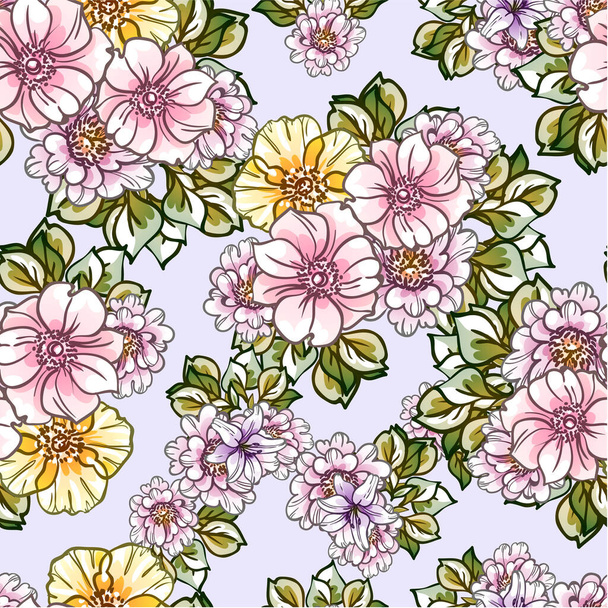 Abstract seamless vector pattern with flowers - Vektör, Görsel