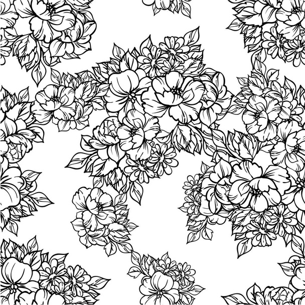 Abstract seamless vector pattern with flowers - ベクター画像