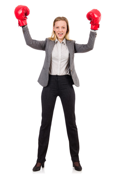 Geschäftsfrau mit Boxhandschuhen - Foto, Bild