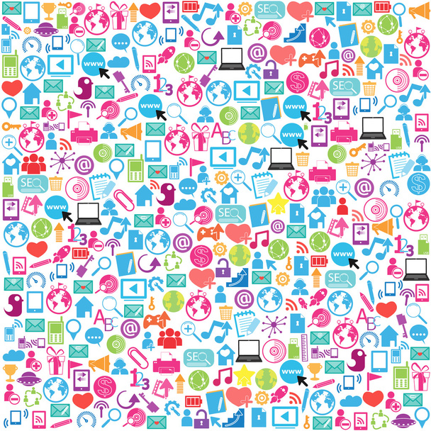 Template design with social network icons background ,cloud - Vector, Image